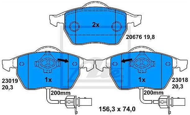 ATE Bremsenset Vorderachse inkl. Bremsscheiben vorne Ø 288 mm und Bremsbeläge vorne + Verschleisskon