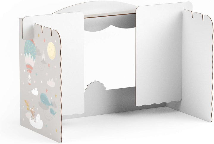Tisch Puppentheater 47,3 x 75 x 38 cm aus Pappe Theater Karton - Kasperletheater inkl. Kulissen Mini
