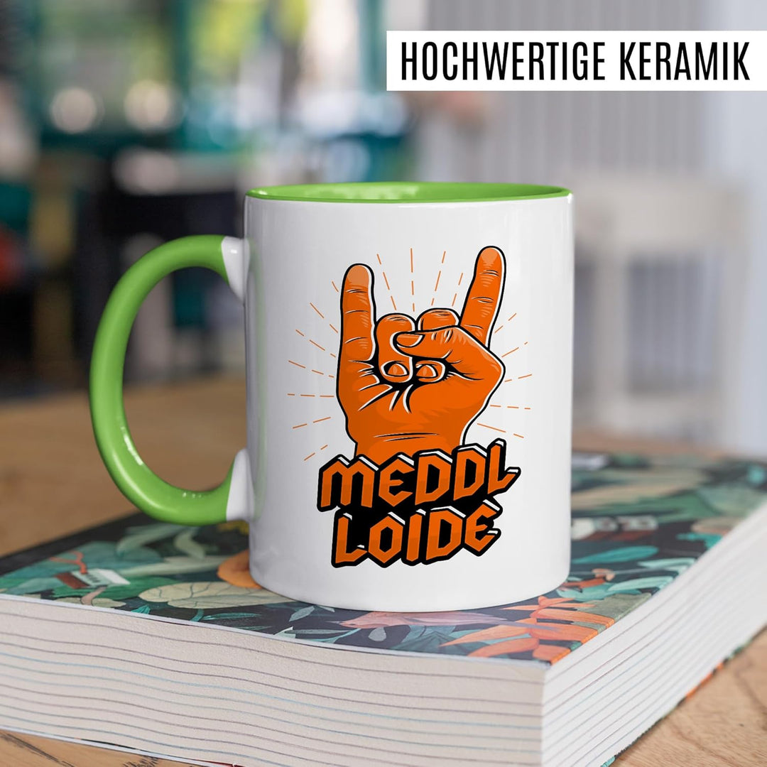 Tasse Metal Geschenk Meddl Loide, Kaffeetasse Konzert Musik Rock Meme Witzig Humor Geschenkidee Büro
