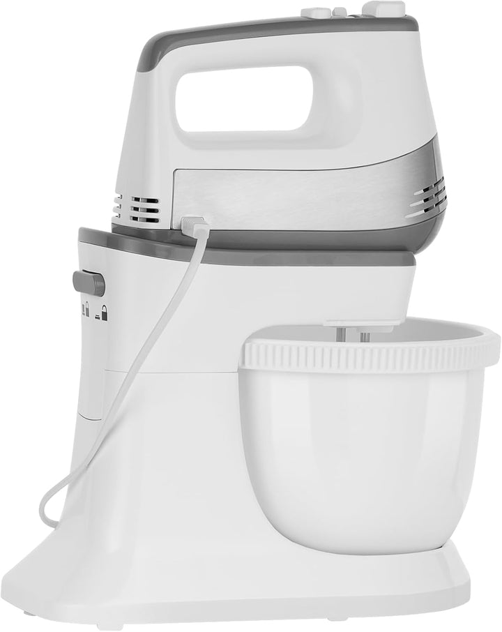 Teesa Handmixer mit Drehschale Leistung 500W TSA3548 5 Stufen Drehzahlregelung Turbo-Funktion, Weiss