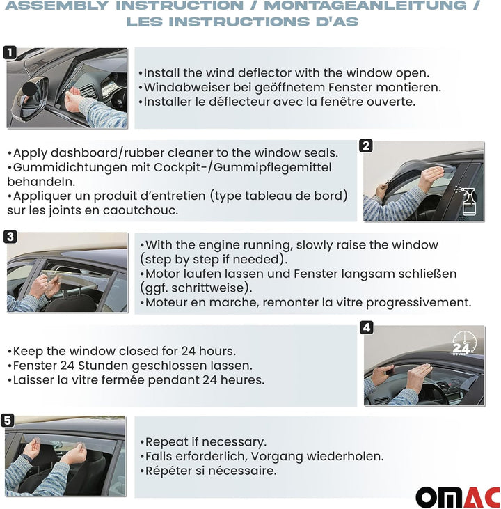 Windabweiser Regenabweiser kompatibel mit Peugeot 3008 5008 2016-2024 Dunkel Acryl 2tlg