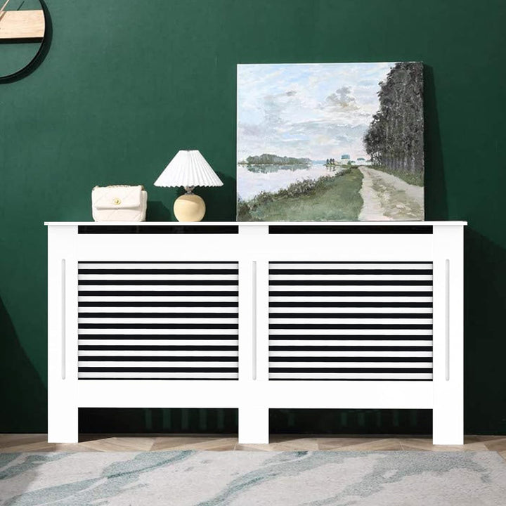 FATIVO Heizkörperverkleidung 101×172×19 cm Hohe Heizkörperabdeckung Horizontal Holz Weiss aus MDF la