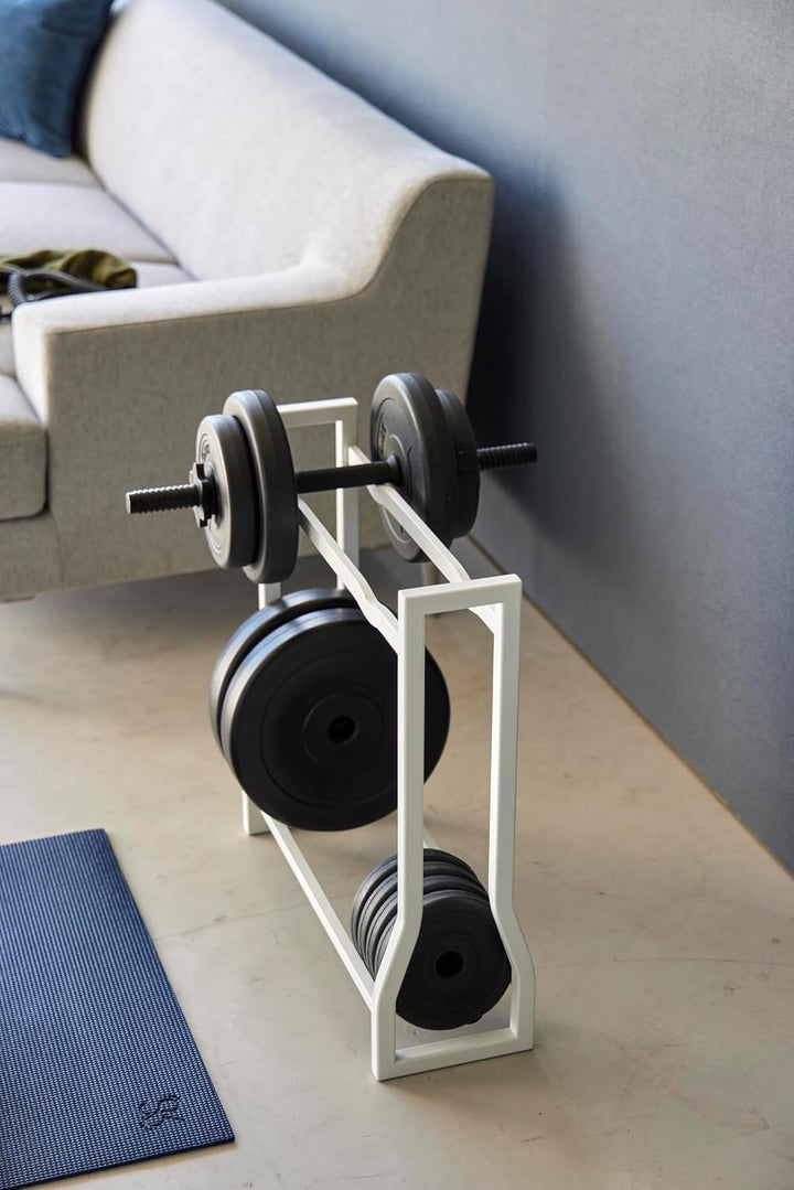 Yamazaki 1963 TOWER Dumbbell Rack, white, Steel/Silicone, 52 x 17 x 54.3 cm Weiss, Weiss