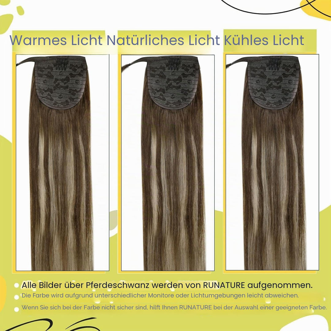 RUNATURE Echthaar Zopf Echte Haare Ponytail Extensions Echthaar Haar Pferdeschwanz Extensions Echtha