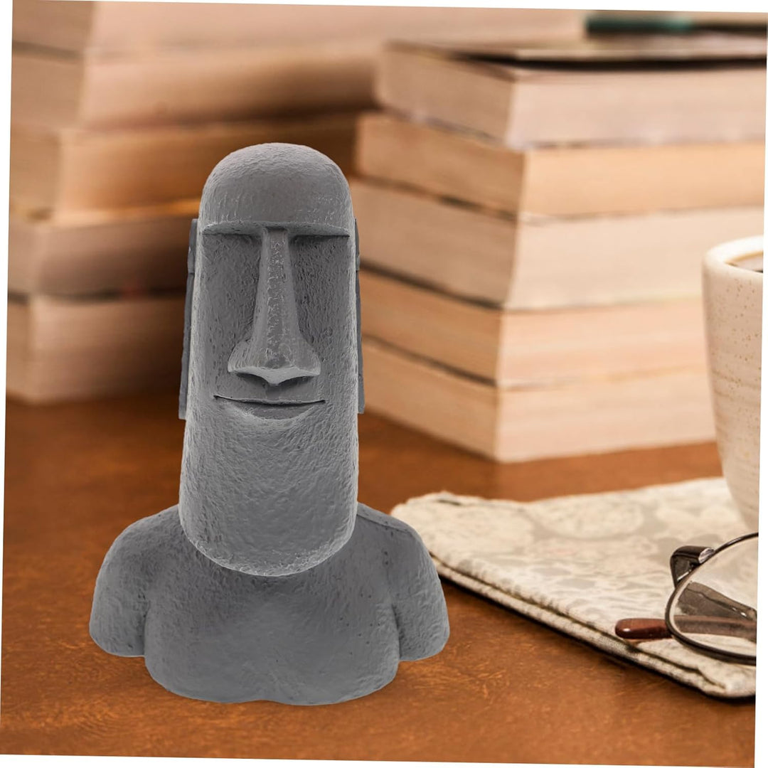 Happyyami Steinstatue Moai-Figur Moai-Statue Moai Tiki Kopf Figur Osterinselfigur Desktop-Moai-Dekor
