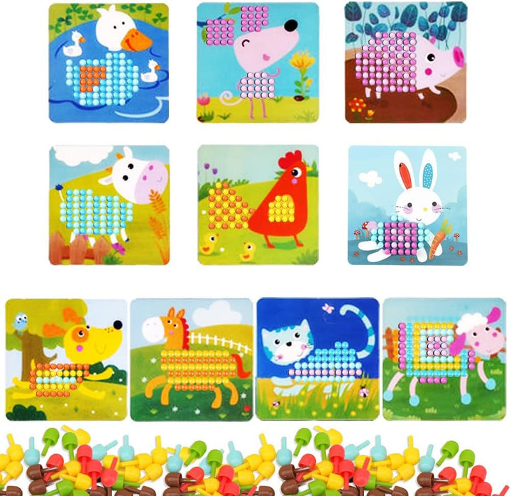 Gohytal Mosaik Steckspiel für Kinder, Spielzeug ab 2 3 4 5 Jahre Holz Mosaik Bastelset Kinder Pegboa