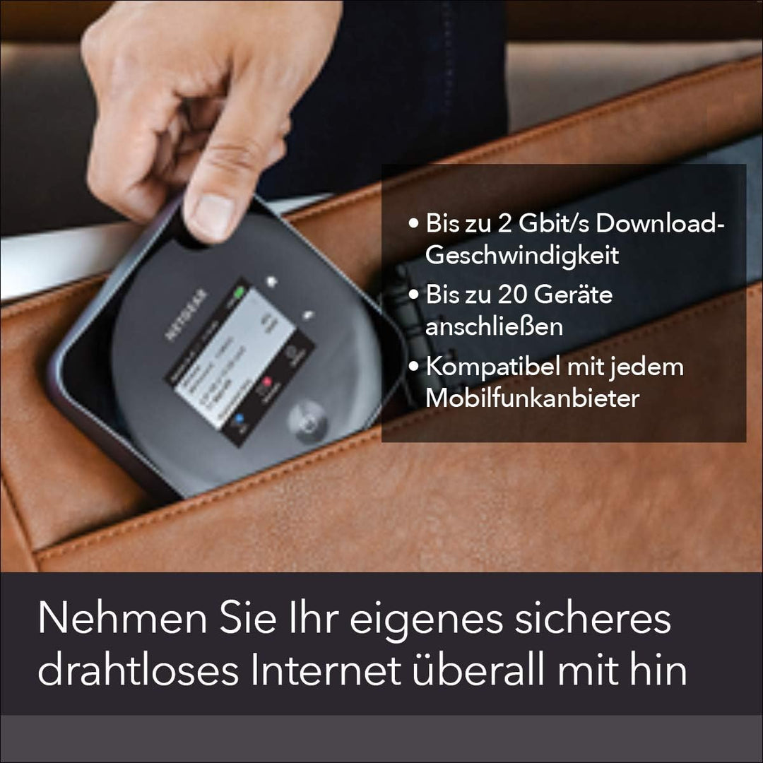 NETGEAR Mobiler WLAN Router mit SIM Karte | 4G LTE | bis 2000 MBit/s Download-Speed | Hotspot für 20