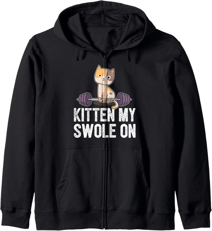Katze Fitness Workout Athletik Spruch I Kätzchen Gewichte Kapuzenjacke