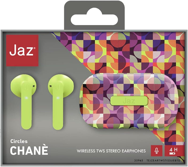 JAZ True Wireless Stereo Chanè Kopfhörer mit 400 mAh Ladestation aus Stoff, integriertes Mikrofon, i