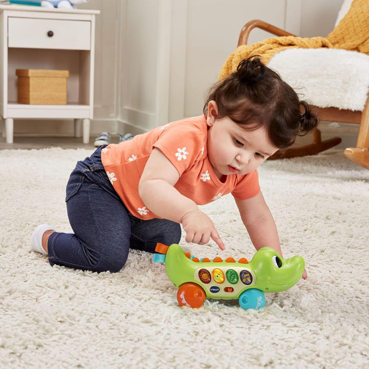 Vtech Baby - Babys Lernspass-Krokodil – Interaktives Babyspielzeug mit Musik, Sätzen und Geräuschen