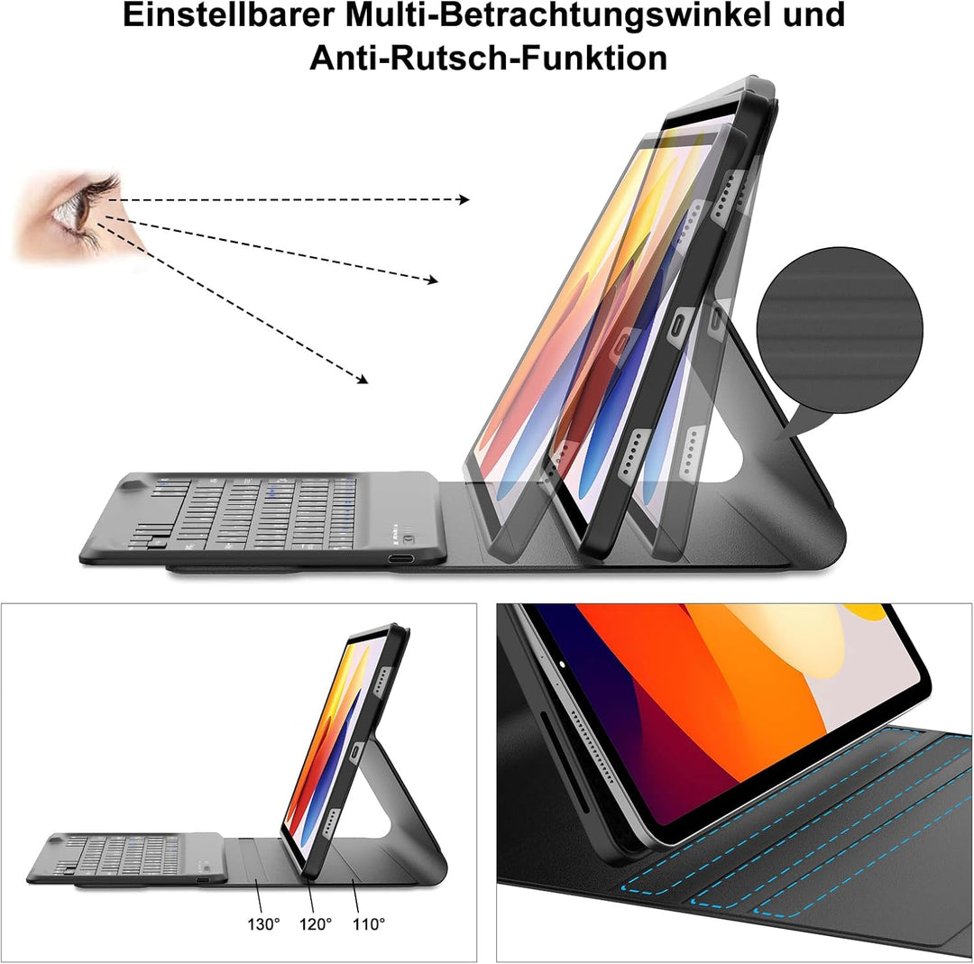WINCHKING Hülle Mit Tastatur Für Xiaomi Redmi Pad 2 Pro 12.1 Zoll/Redmi Pad Pro 12.1” 2024, Hülle Ta