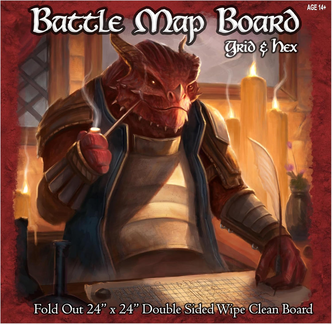 Battle Map Board - Grid & Hex | Wipe-Clean Brett für RPG & Dungeon & Game Masters | 24x24 Zoll
