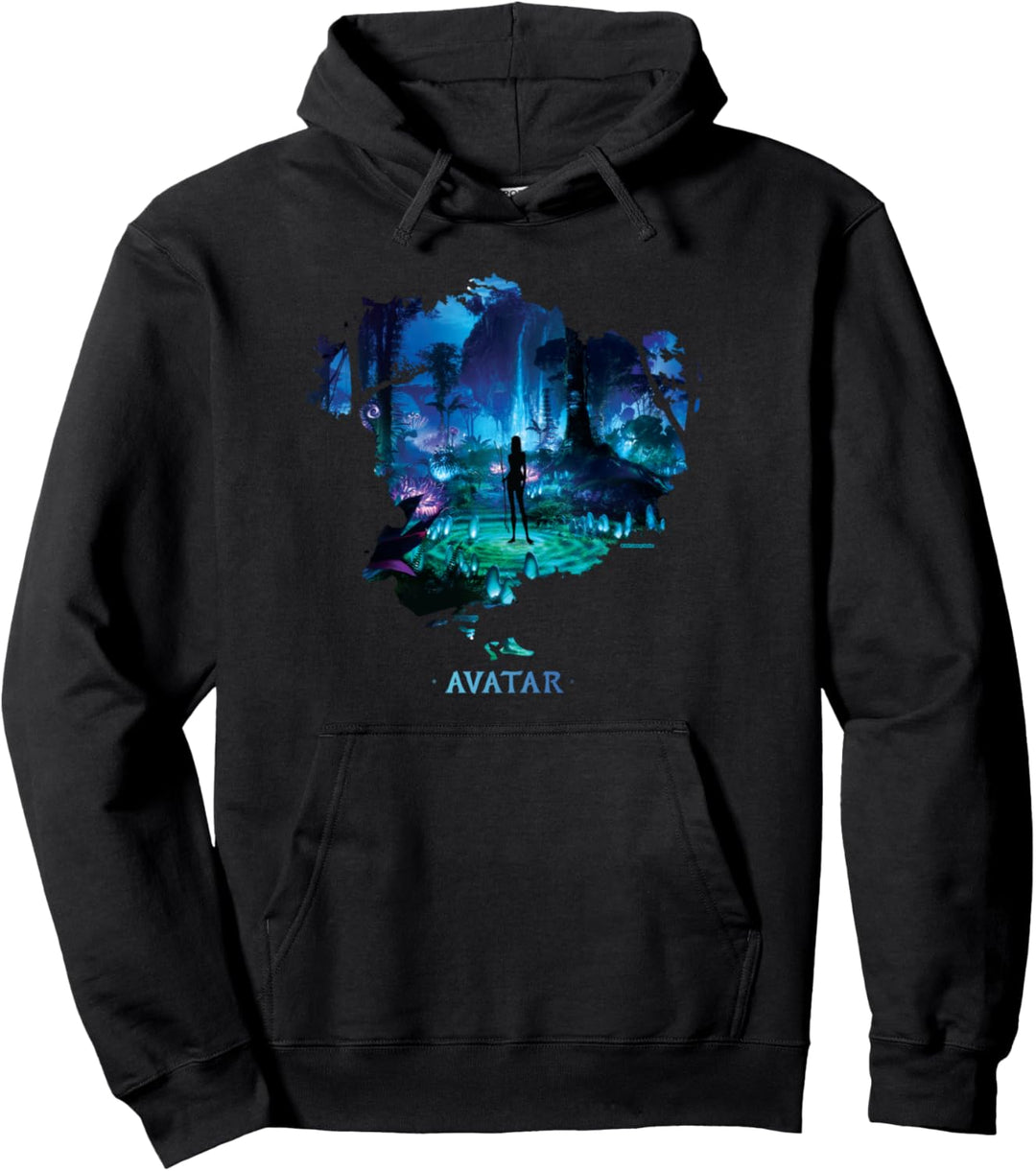 Avatar Na’vi in Pandora Jungle at Night with Logo Pullover Hoodie