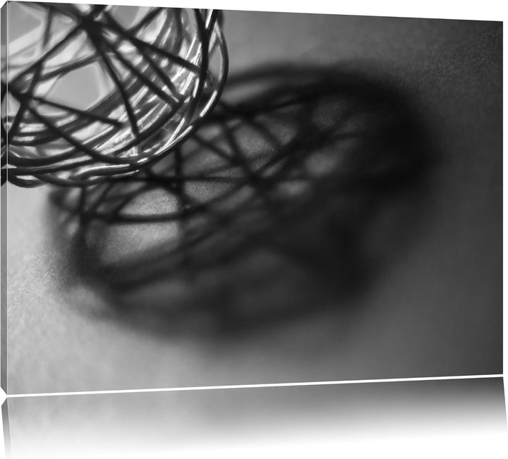 Pixxprint Schatten eines Heuballs auf Leinwand, XXL riesige Bilder fertig gerahmt mit Keilrahmen, Ku