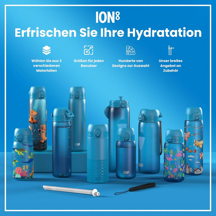 Ion8 Vakuumisolierte Edelstahl-Trinkflasche, 1 Liter, 920 ml, Auslaufsicher, Einhandöffnung, Sichere