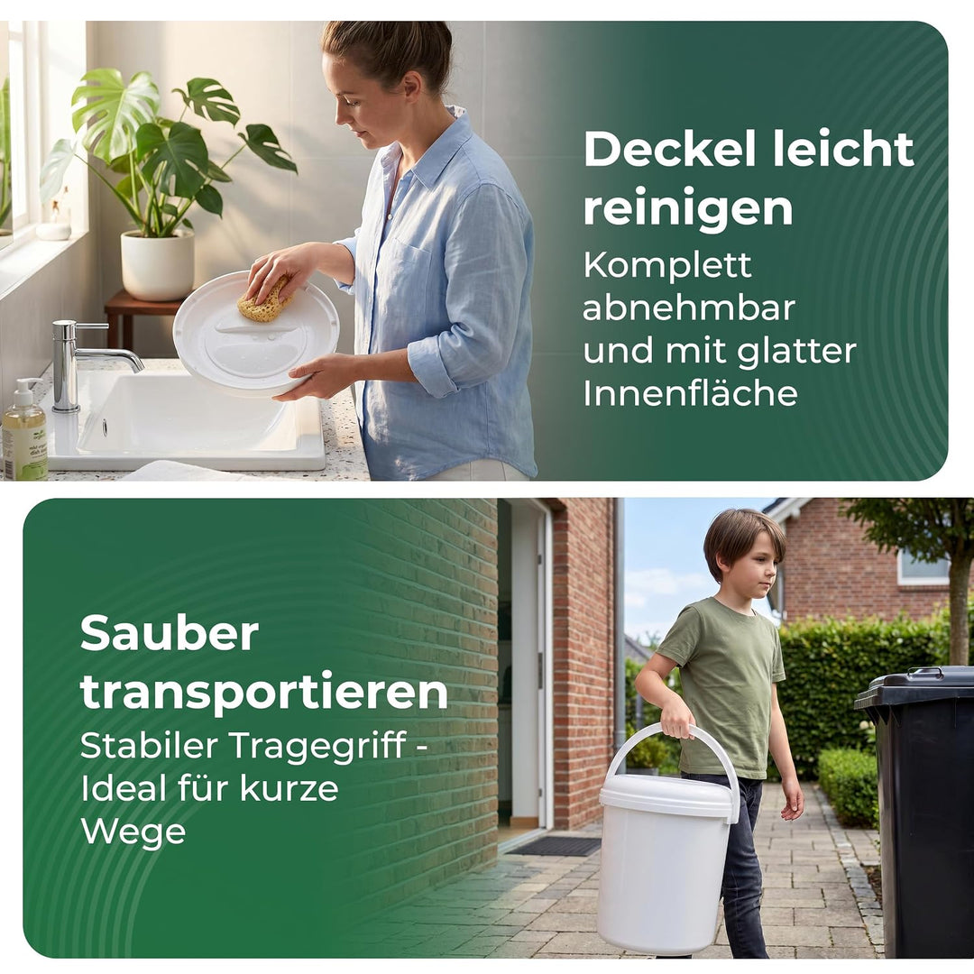 Novaliv Windeleimer geruchsdicht 20 L – grosser Windelmülleimer ohne Kassette mit Deckel &amp; Griff für