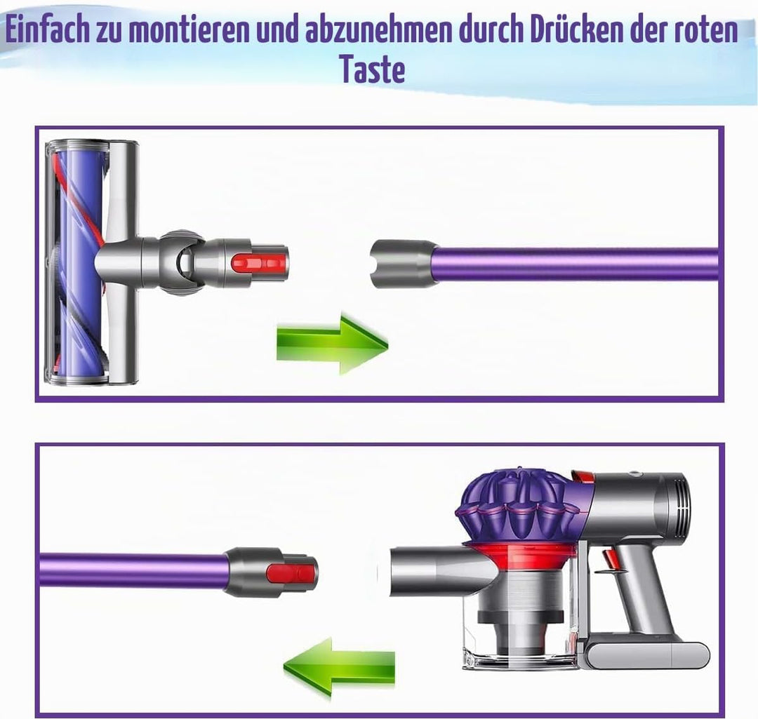 Schnellspanner Verlängerungsrohr kompatibel mit Dyson V7 V8 V10 V11 V15 – 72cm Ersatz Teleskoprohr A