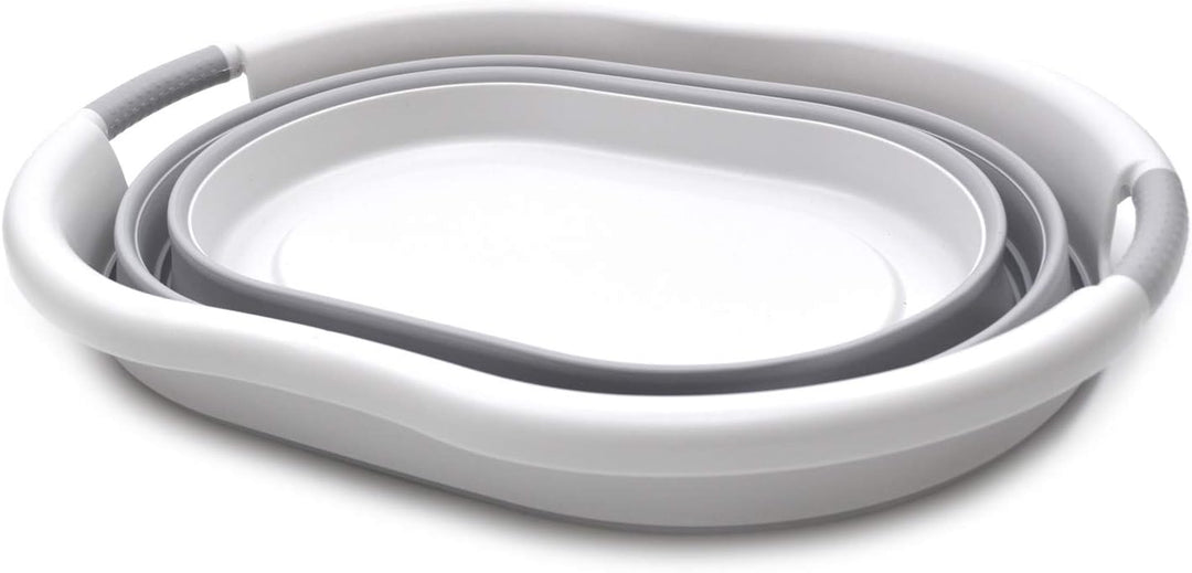 SAMMART 36L Collapsible Plastic Laundry Basket, Water Capacity 28L (Oval, Grau/Grau) Oval Grau/Grau,