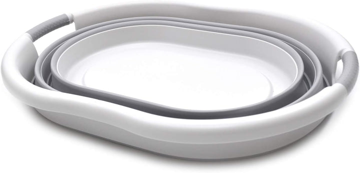 SAMMART 36L Collapsible Plastic Laundry Basket, Water Capacity 28L (Oval, Grau/Grau) Oval Grau/Grau,