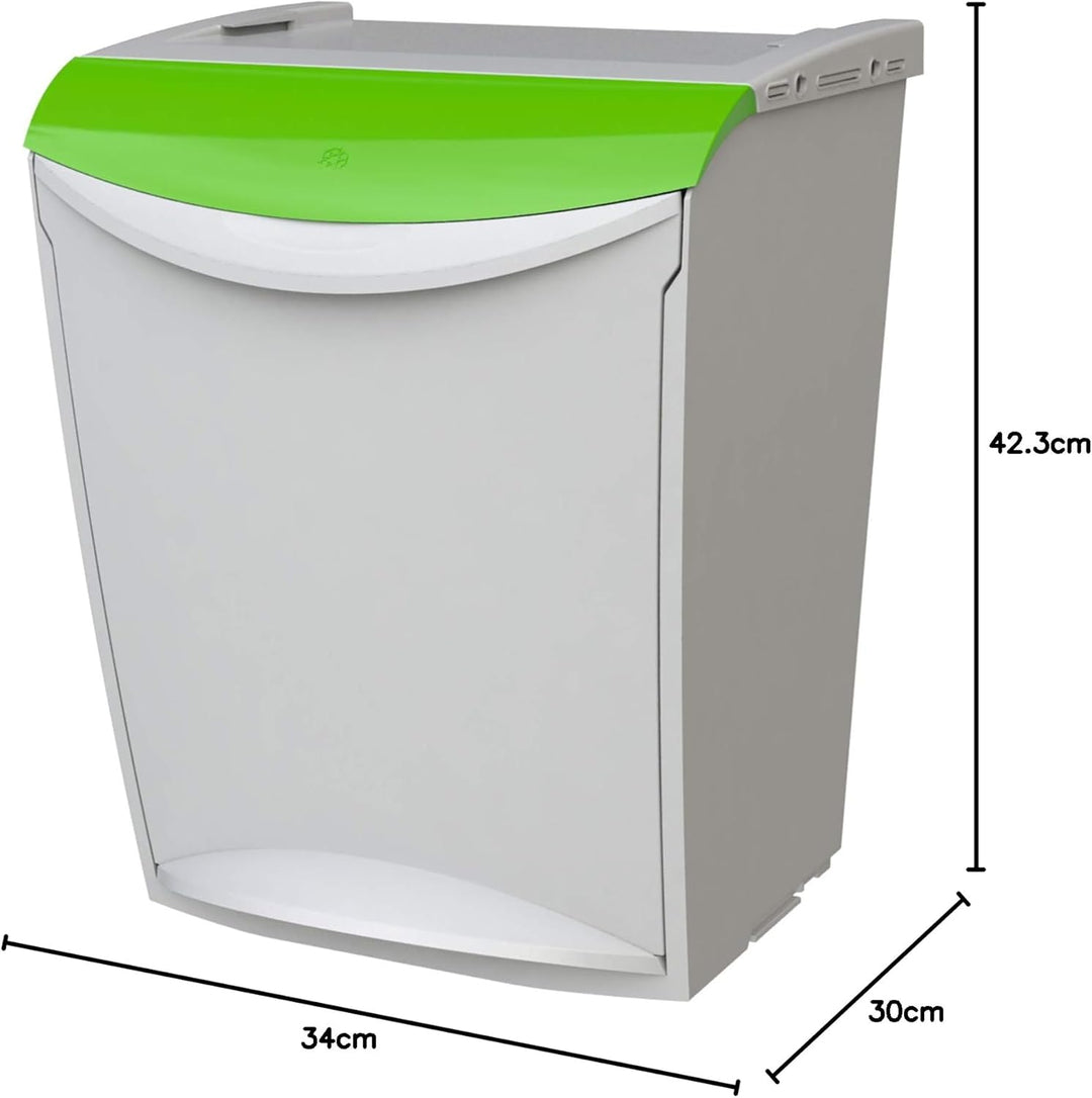 Denox Ecosystem Abfalleimer, 25 l Zentimeter Verde y gris Grün, Grün