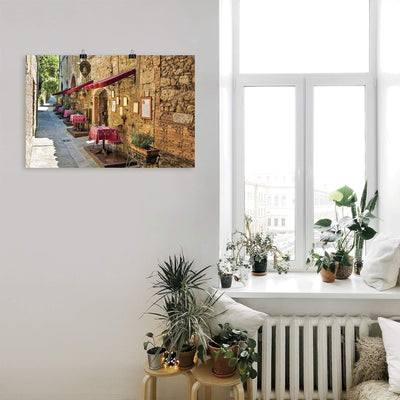 ARTland Poster Kunstdruck Wandposter Bild ohne Rahmen 90x60 cm Toskana Italien Stadt Altstadt Restau