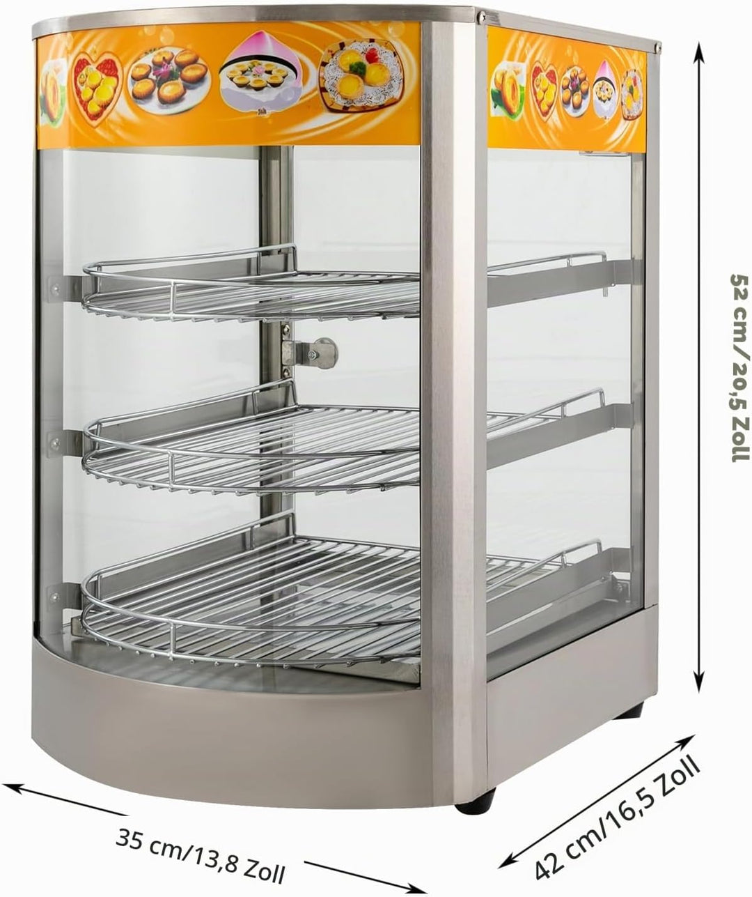 Warmhaltevitrine Speisenwärmer, Wärmeschrank 3-Etagen Elektrischer Speisenwärmeschrank 800W Thekenwä