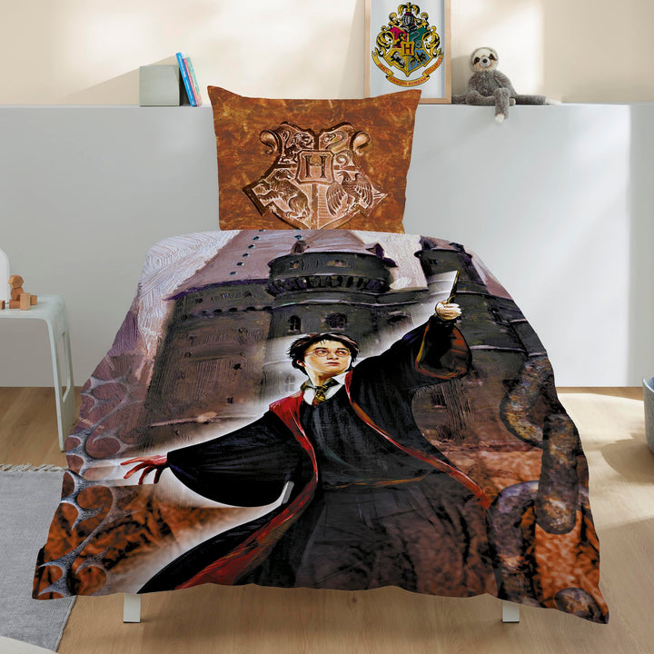 Harry Potter Fleece Bettwäsche 135x200 80x80 cm · Kinderbettwäsche extra weiche Kuschel-Bettwäsche ·
