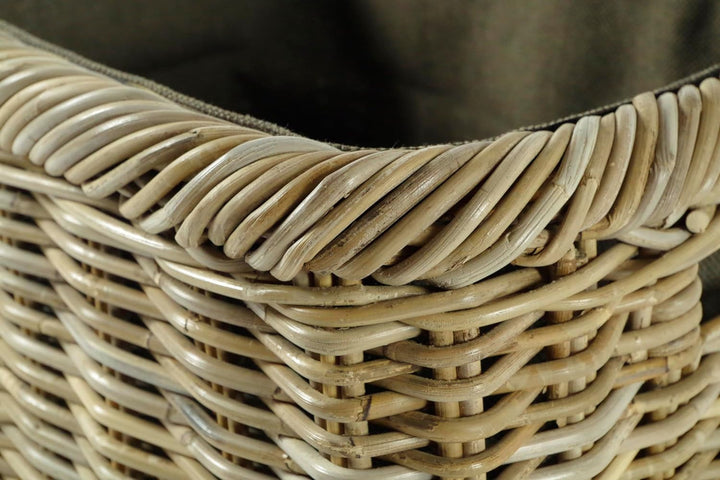 Kobolo Kaminholzkorb Holztrage für Kaminholz - Rattan Kubu grau - Textileinsatz, Grau