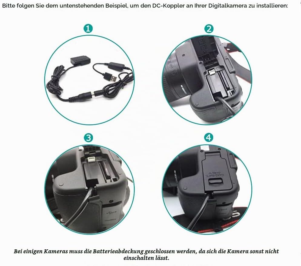 Raeisusp USB Kabel + EP5A EP-5A EN-EL14 Dummy Akku für Nikon P7800 P7100 D5500 D5200 D5100 D5300 D56