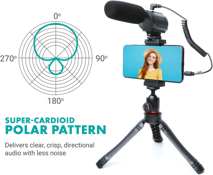 Movo uVlogger - Android/USB-C kompatibles Vlogging-Set für Handy-Video-Set, Zubehör: Handy-Stativ, H