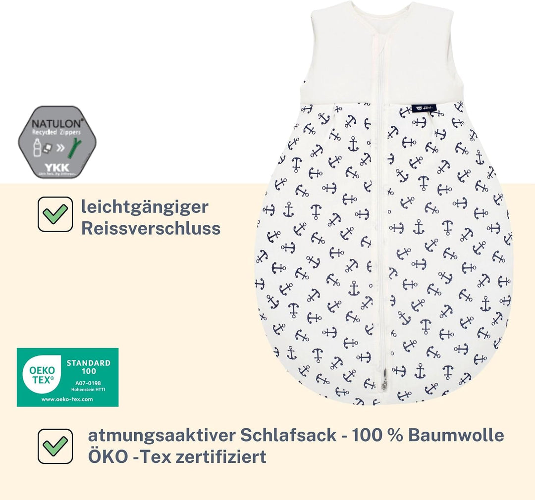 Alvi Schlafsack Baby Mäxchen light I leichter Babyschlafsack ärmellos I Sommerschlafsack Jungen und