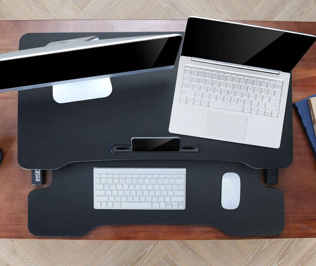 FITUEYES Höhenverstellbar Schreibtischaufsatz Büro Sitz Steh Computertisch 92 * 40 cm Stehpult mit T