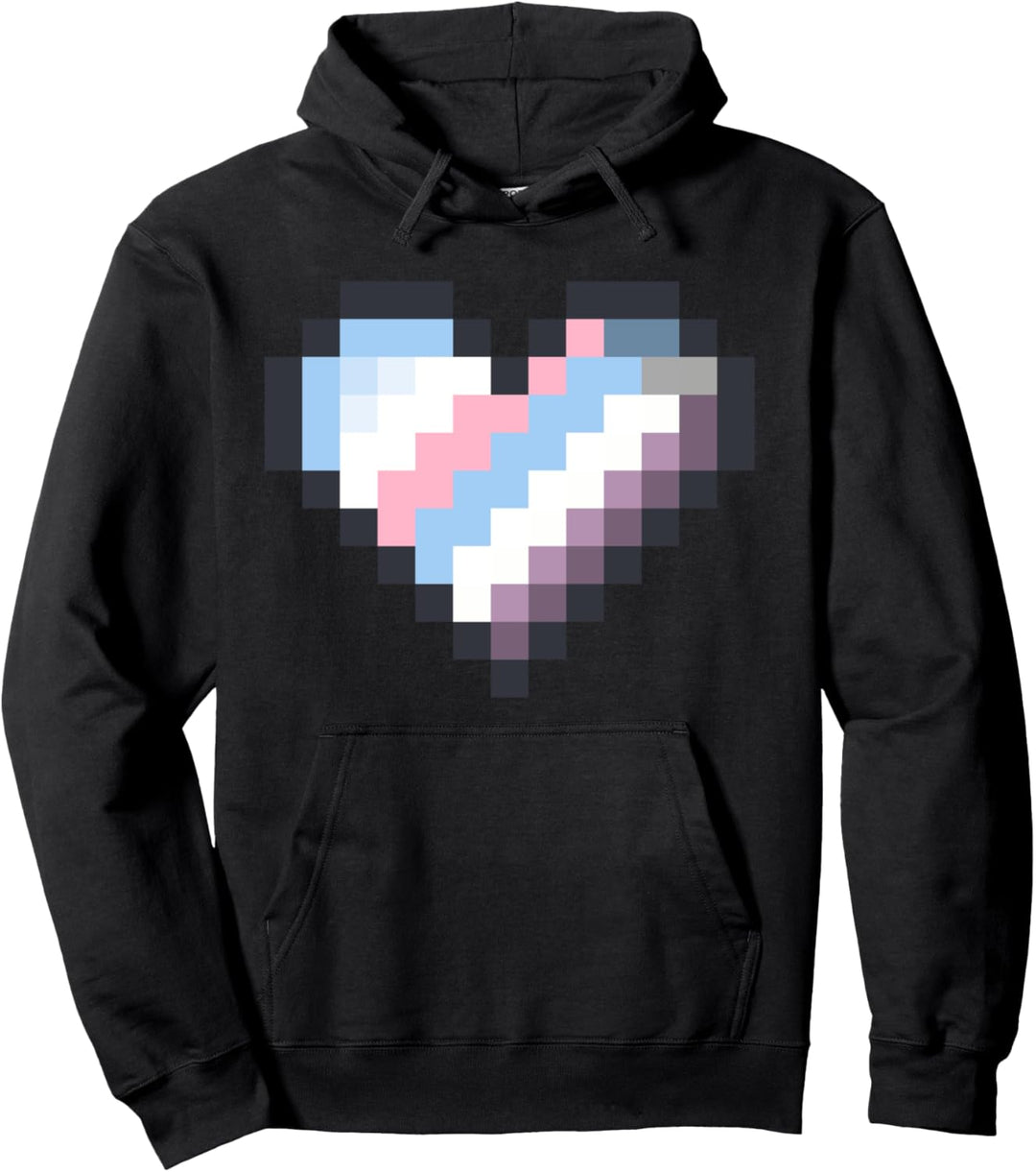 Gaymer LGBT Retro Pride Shirt Intersex Gamer Pixel Heart Pullover Hoodie