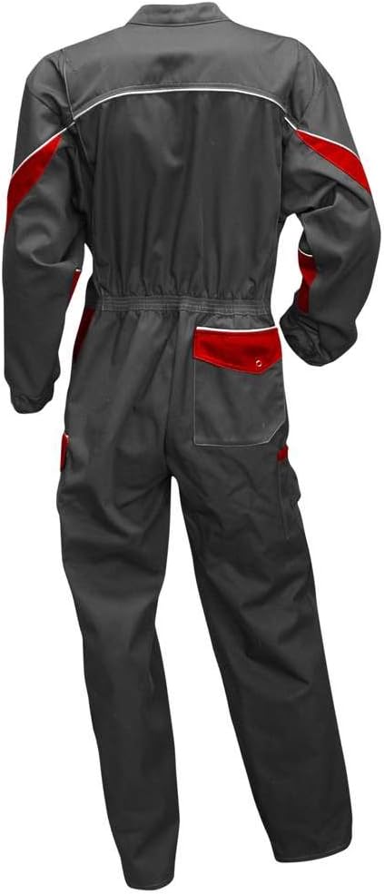 LMA Overall Rapido mit 2 Reissverschlüssen, zweifarbig, Herren, 401221 S Grau/Rot, S Grau/Rot