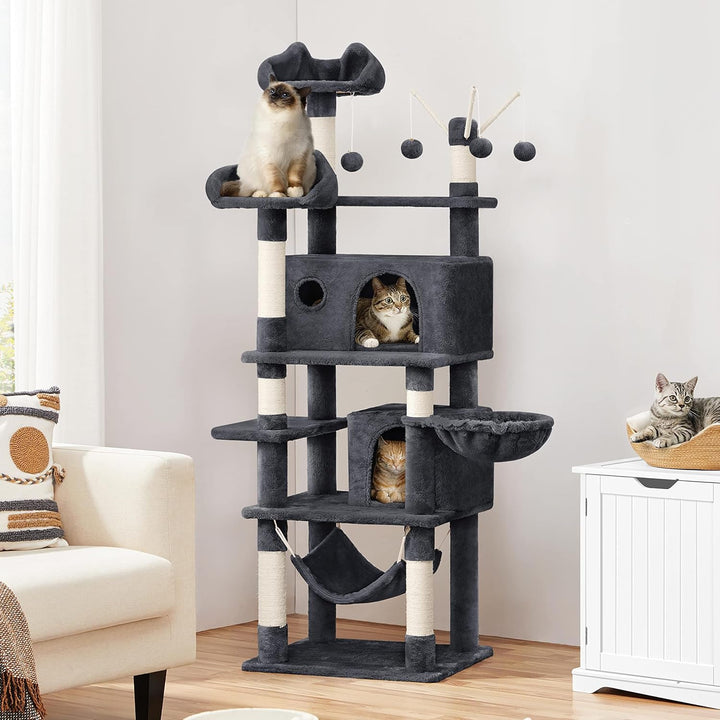 Yaheetech Kratzbaum 170 cm Katzenbaum XL Stabiler Katzenkratzbaum Kletterbaum für Katzen, mit Aussic