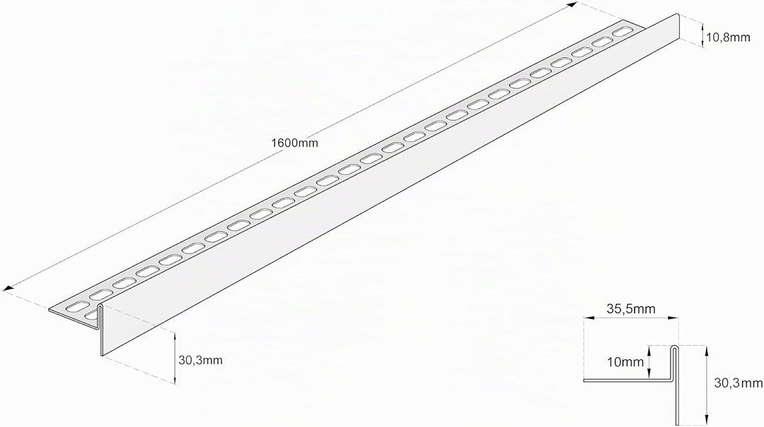 Aquabad Edelstahl Gefälleprofil Clive für begehbare Dusche 160cm, rechtsversion, Kantenhöhe 10mm 160