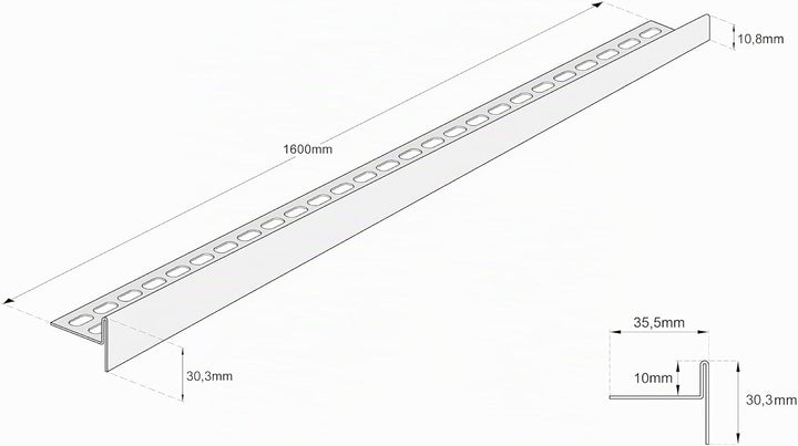 Aquabad Edelstahl Gefälleprofil Clive für begehbare Dusche 160cm, rechtsversion, Kantenhöhe 10mm 160