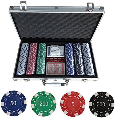 LANTUS Poker-Koffer 300-teilig | Pokerspiel 2 Etagen und Würfel | Koffer aus verstärktem Aluminium |