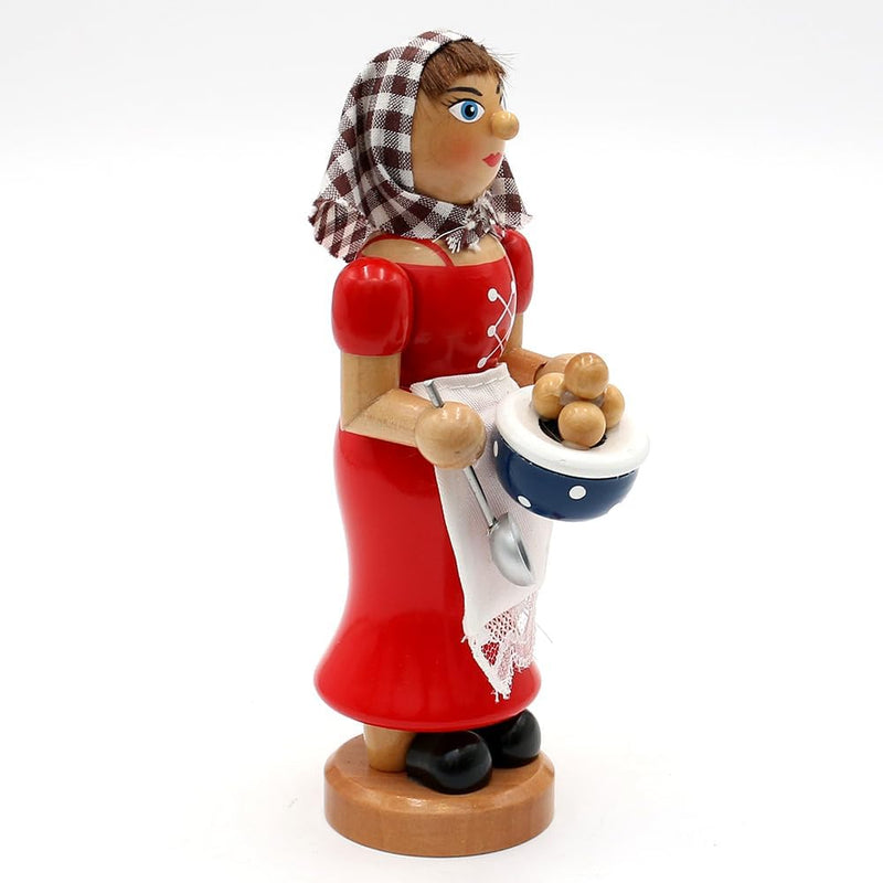 Dekohelden24 Räucherfrau, ca. 18 cm, Klossfrau Rot
