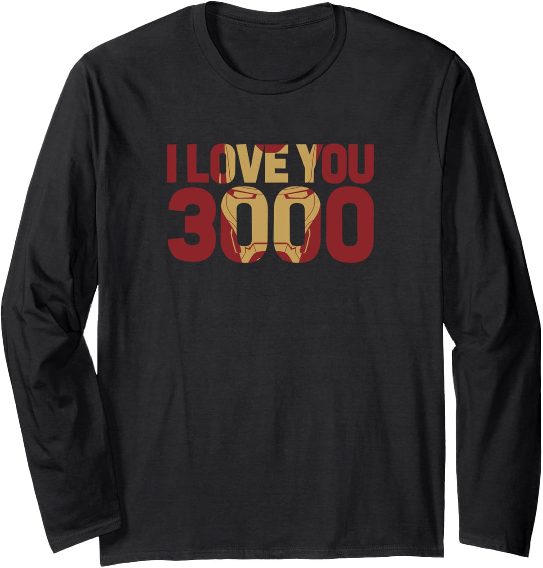 Marvel Avengers Endgame Iron Man I Love You 3000 Text Fill Langarmshirt
