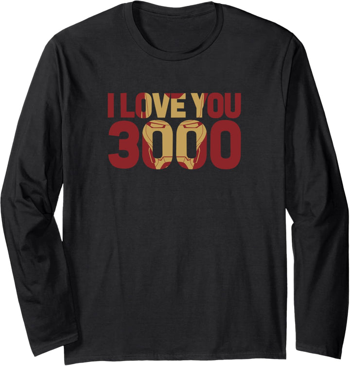 Marvel Avengers Endgame Iron Man I Love You 3000 Text Fill Langarmshirt