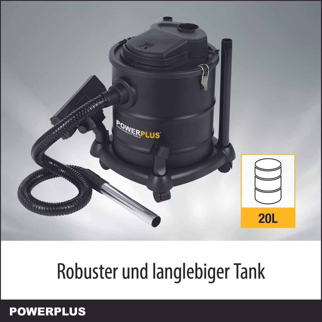 POWERPLUS Elektrische Aschesauger POWX308-1200W - 20L Auffangbehälter - Inkl. Zubehör - Inkl. Blasfu