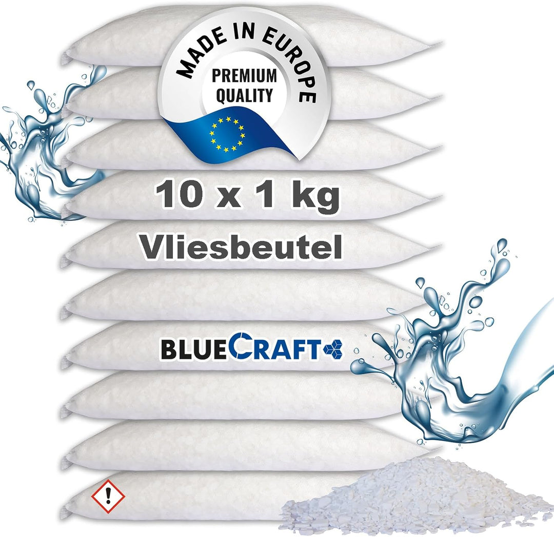 Bluecraft - 10x 1 kg Luft-Entfeuchter Granulat im Vliesbeutel Nachfüllpack Raumentfeuchter ohne Stro