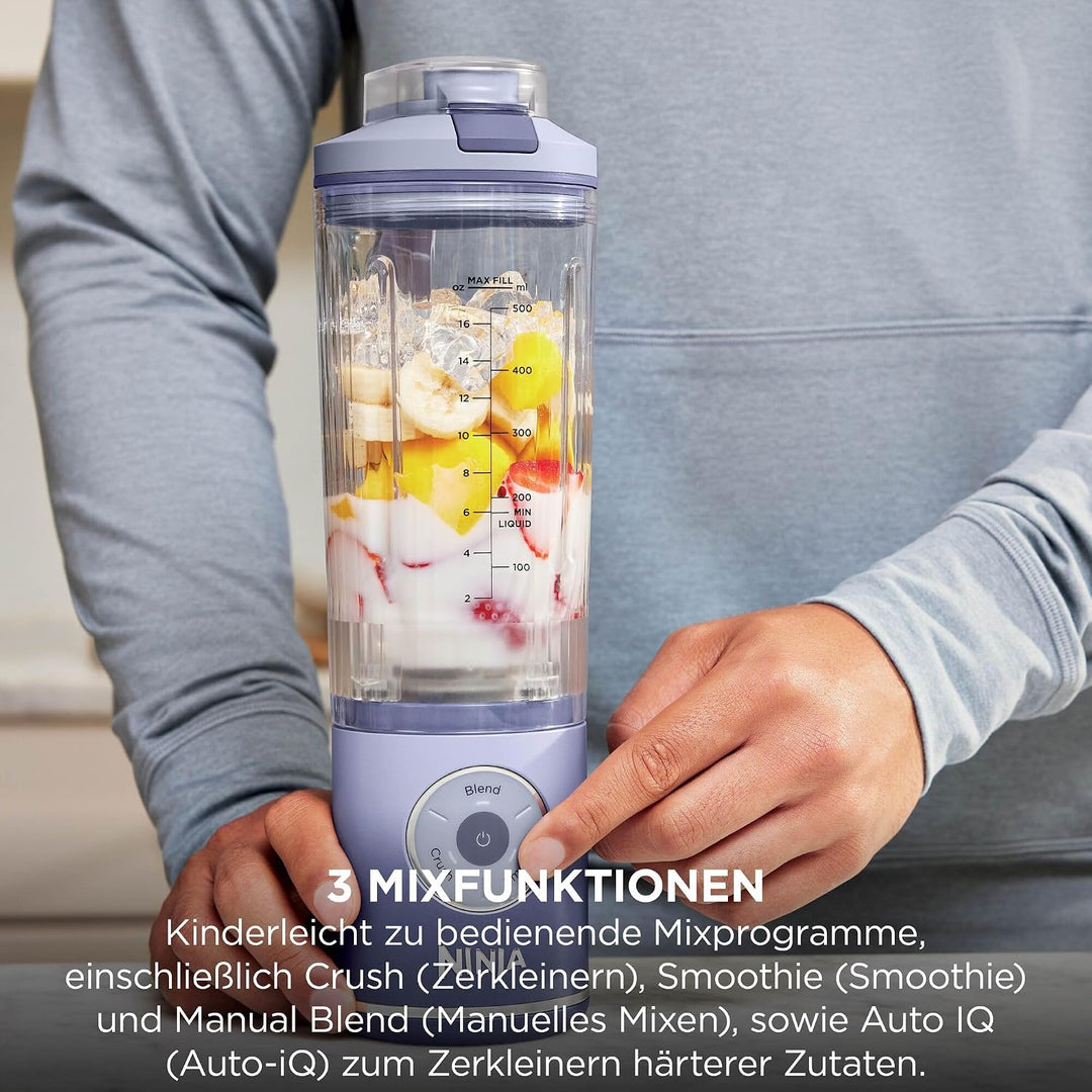 Ninja Blast Max Tragbarer Mixer/Blender/Smoothie Maker, 570 ml, wiederaufladbar, Mixbecher & auslauf
