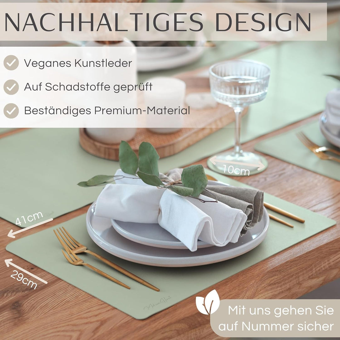 Mahewa® 6er Set Premium Tischset aus Kunstleder - Platzset abwaschbar und wasserdicht - Platzdeckche
