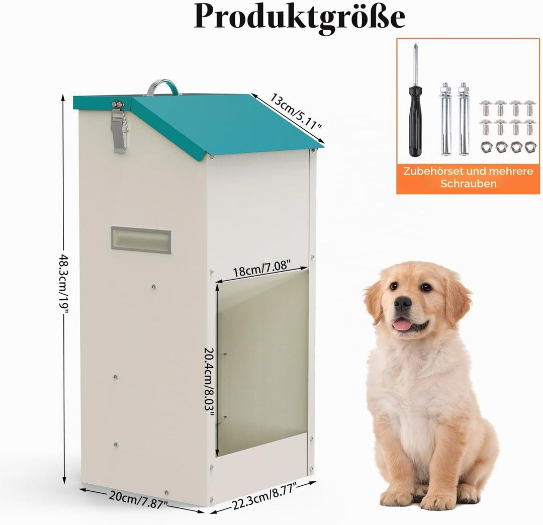 Svaoumu Verzinkter Automatischer Hundefutter-Spender 6 kg Aussen-Schwerkraft-Metallfutter-Spender fü