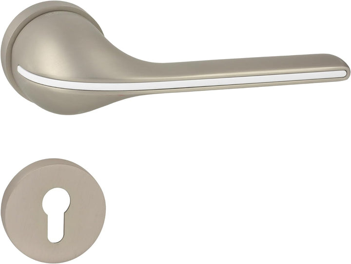 domino Türgriff Drückergarnitur PZ-Profilzylinder Set | Rund-Rosette | Türklinke für Kellertür & Inn