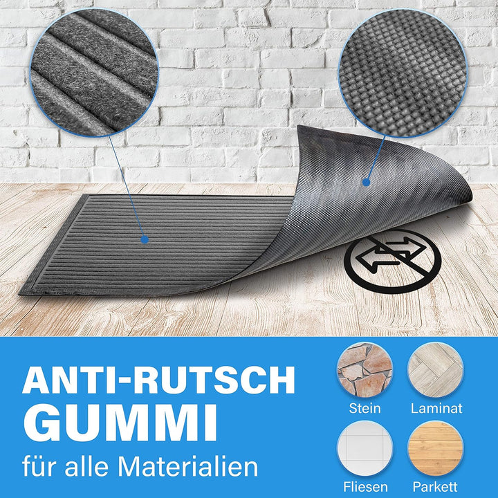 Fussmatte aussen - extrem rutschfest & langlebig - Fussabtreter aussenbereich grau 60x90cm - Türmatt