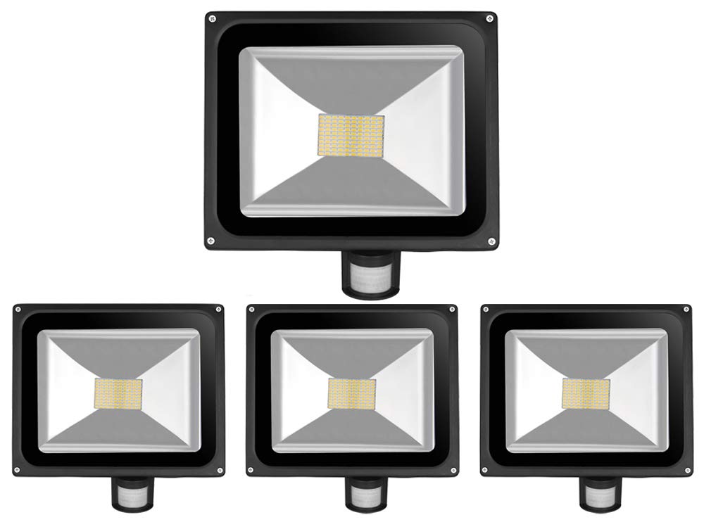 4pcs 80W LED SMD Strahler Fluter Aussen Flutlicht Strahler mit PIR Bewegungsmelder Fluter Wasserdich