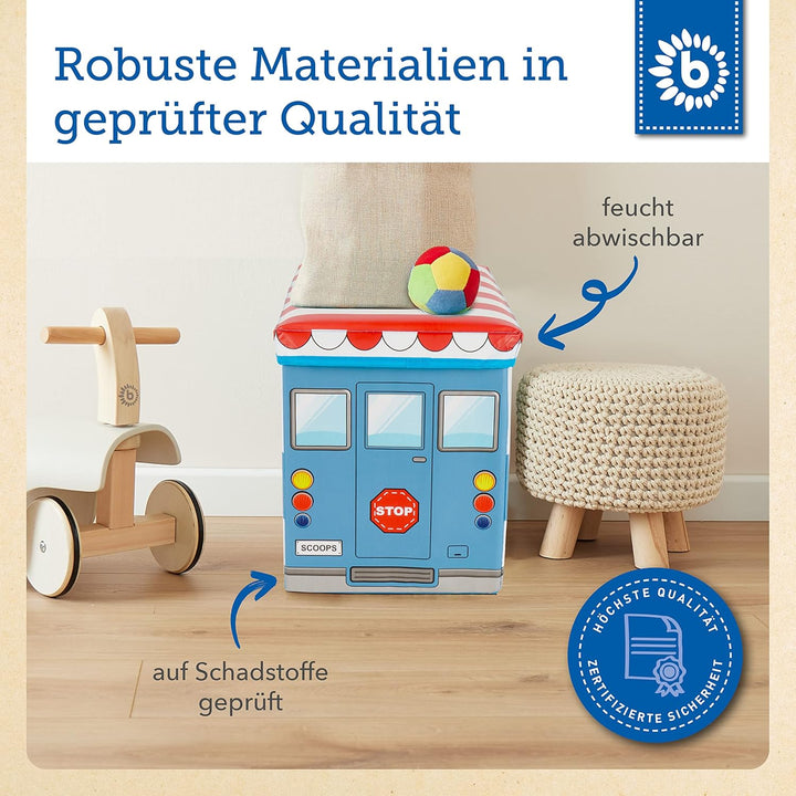 Bieco Aufbewahrungsbox mit Deckel Kinder Icecream, faltbar, Sitzhocker mit Sitzgelegenheit, und Pols